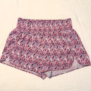 Simply Southern Paisley Print Athletic Shorts in Pink and Blue size XL